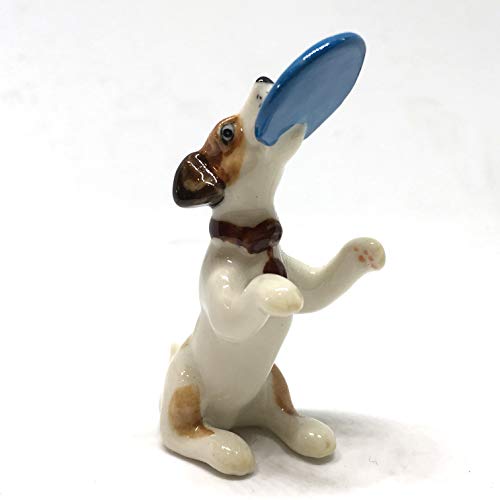 Ceramic Figurine Jack Russell Dog Playing Dollhouse Miniatures Collectibles DIY