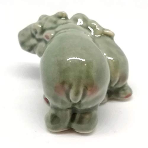Ceramic Hippo Figurine Mom and Baby Hand Painted Porcelain Terrarium Garden Decor Collectibles