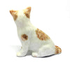 ZOOCRAFT Ceramic Cat Figurine Porcelain Handmade Miniatures Collectible White Brown Sitting