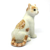 ZOOCRAFT Ceramic Cat Figurine Porcelain Handmade Miniatures Collectible White Brown Sitting