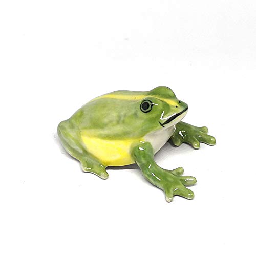 Ceramic Green Frog Figurine Miniatures Craft Collectible Garden Decoration Prop