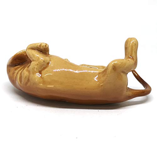 Ceramic Miniatures Dog Statue Dachshund Statue Lying Brown Hand Painted Animal Figurines Collectible
