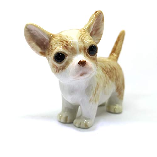 Chihuahua Dog Ceramic Figurine Funny Standing Hand Painted Porcelain Collectible