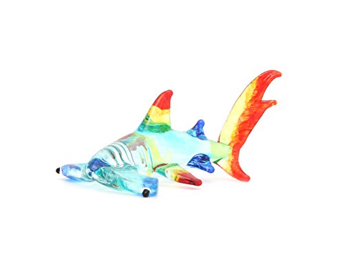 Multicolor Hammerhead Shark Handmade Vietnamese Glass Figurine Statue