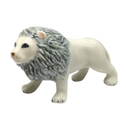 White Lion King Figurine Miniature Collectible Ceramic Wildlife Exotic Animals
