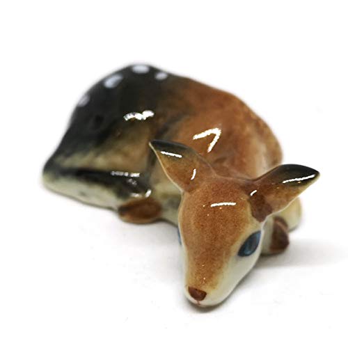 Ceramic Deer Bambi Figurine Craft Miniature Collectible Porcelain Animal Gift