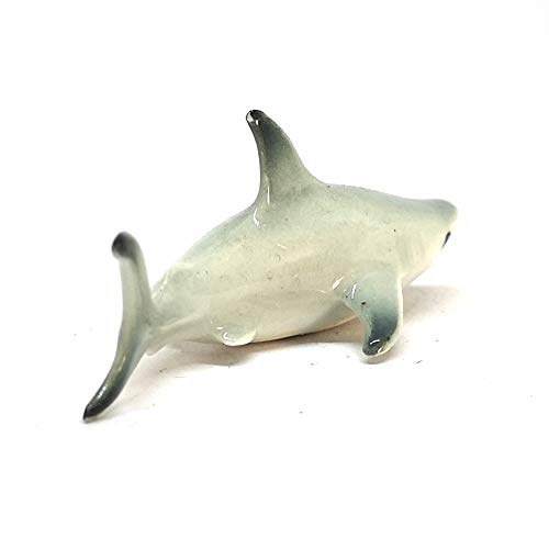 Shark Figurine Ceramic Fish Hand Paint Miniature Craft Collectible