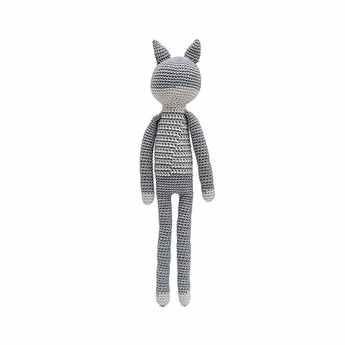 Stripe Pattern Long-legged Animal Handmade Amigurumi Stuffed Crochet Doll VAC (Grey Fox)