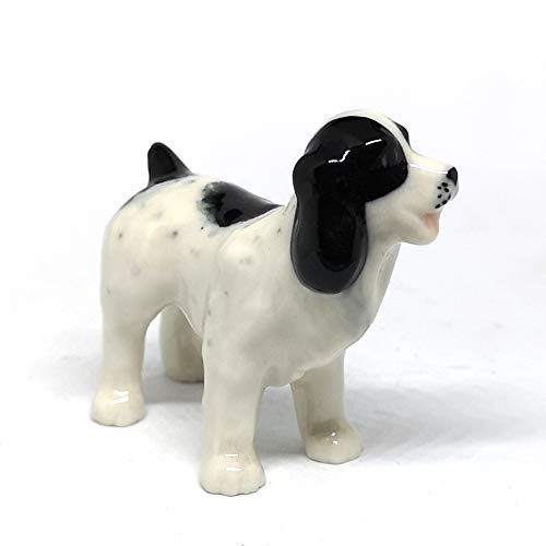 Ceramic Springer Spaniel Dog Figurine Craft Miniatures Collectible Animals
