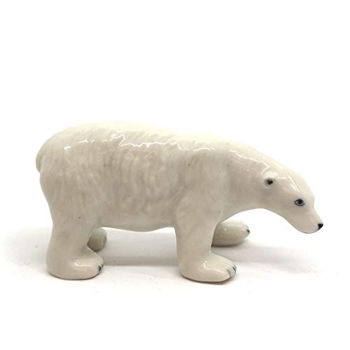 Ceramic Polar Bear Miniature Figurine Sculpture Arctic Animal Collectible