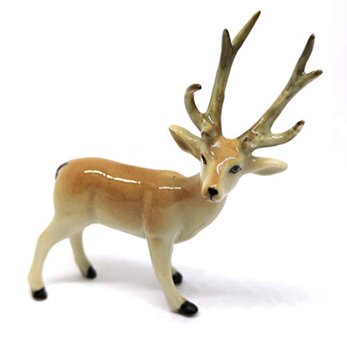 Small Deer Figurine Ceramic Animal Miniature Collectible Terrarium Garden Decor