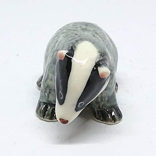Tiny Ceramic Badger Figurine Craft Miniature Collectible Porcelain Animal Zoo