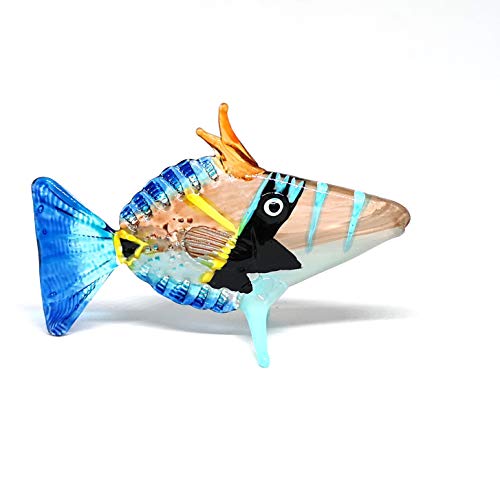 Glass Fish Figurine Coastal Style Decor Miniature Hand Blown Handicraft Lampwork Sculpture