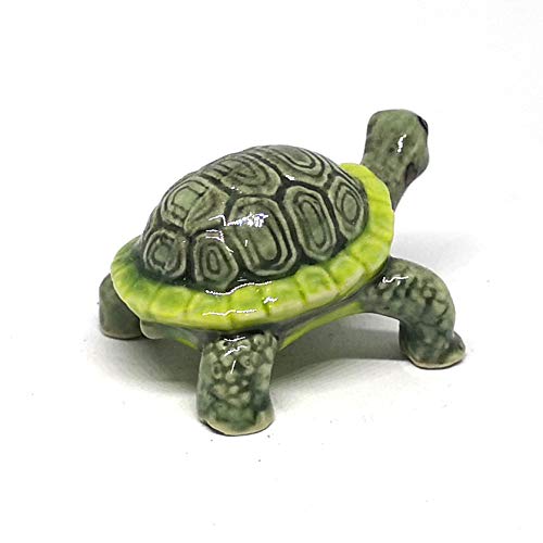 Painted Turtle Logger Head Tourtise Ceramic Miniature Figurine Porcelain Animal