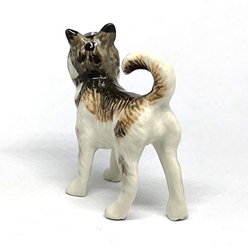 Cute Alaskan Dog Figurine Ceramic Craft Miniatures Animal Collectible Standing