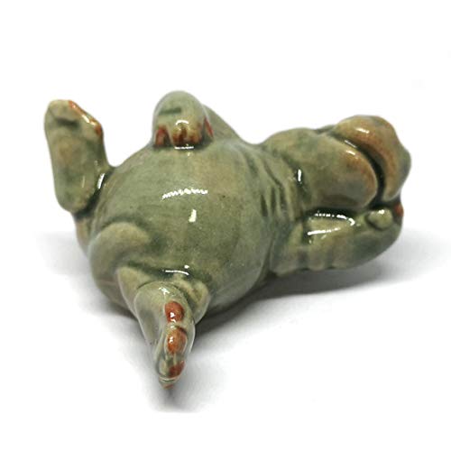 Ceramic Hippo Figurine Lie on Back Hand Painted Porcelain Terrarium Garden Decor Collectibles