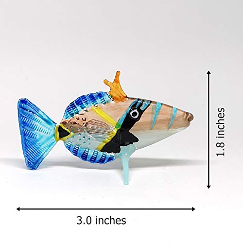 Glass Fish Figurine Coastal Style Decor Miniature Hand Blown Handicraft Lampwork Sculpture