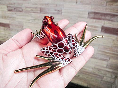 ZOOCRAFT Blown Glass Frog Figurine Brown Dart Hand Painted Animals Collection Miniature Home Garden Decor