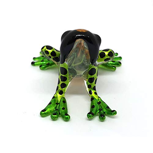 Glass Green Frog Figurine Lampwork Collectible Miniature Garden Decoration