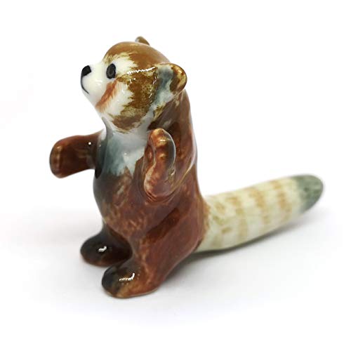 Ceramic Red Panda Figurine Animal Standing Craft Miniature Collectible Porcelain DIY Gift