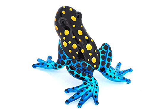 Glass Frog Figurines Collectibles Poison Dart Hand Blown Painted Art Animals Miniature Garden Decor Statue Animal Blue