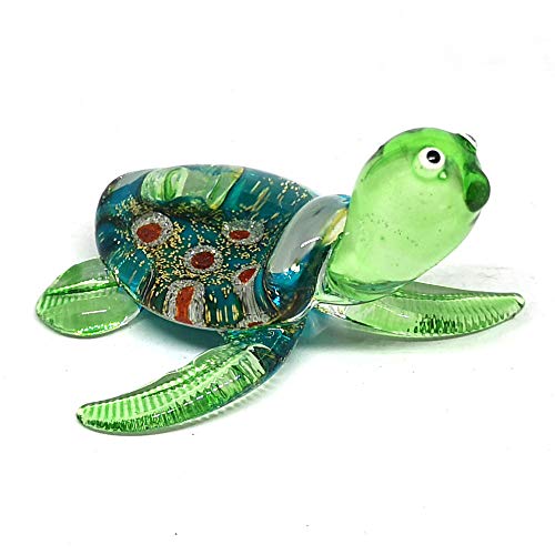 Sea Turtle Hand Blown Glass Figurine Collectible Aquarium Miniature Home Garden Decor Personalized Gift