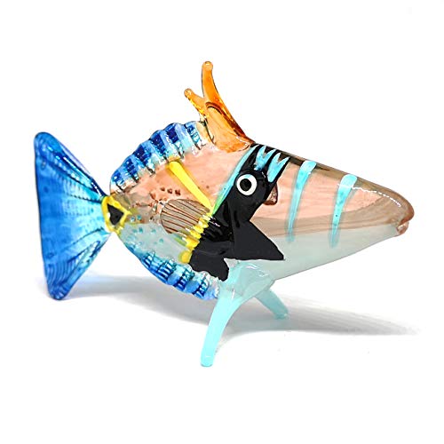 Glass Fish Figurine Coastal Style Decor Miniature Hand Blown Handicraft Lampwork Sculpture