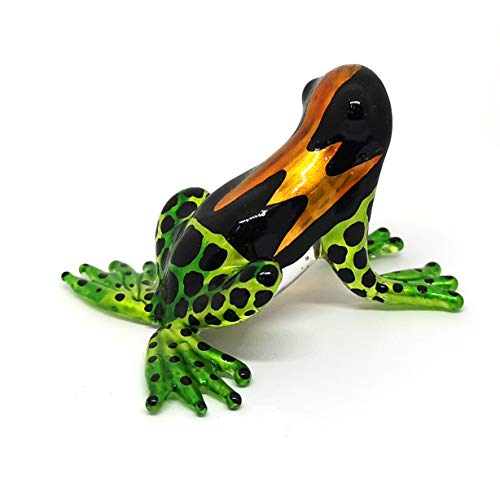 Glass Green Frog Figurine Lampwork Collectible Miniature Garden Decoration