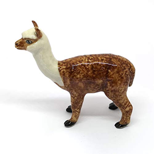 Ceramic Farm Miniature Collectible Porcelain Llama Lama Figurine Brown Standing