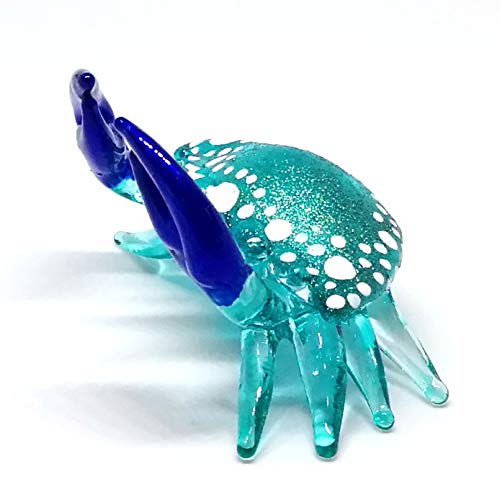 Blown Glass Blue Crab Figurine Handmade Miniature Ornament Aquarium Marine Collection