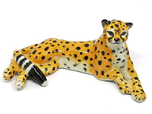 Wildlife Leopard Tiger Statue Hand Painted Porcelain Safari Figurine Decor