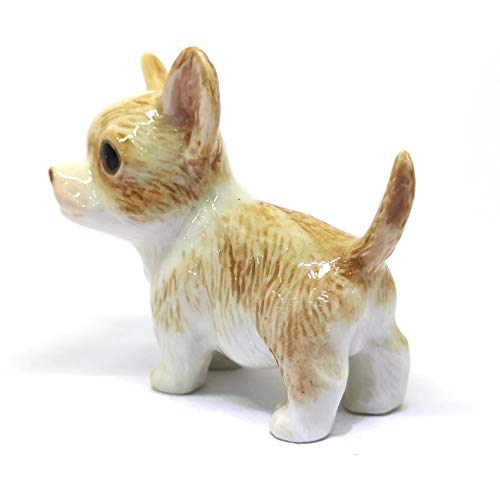 Chihuahua Dog Ceramic Figurine Funny Standing Hand Painted Porcelain Collectible
