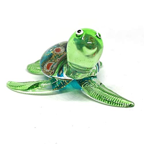 Sea Turtle Hand Blown Glass Figurine Collectible Aquarium Miniature Home Garden Decor Personalized Gift