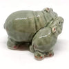 Ceramic Hippo Figurine Mom and Baby Hand Painted Porcelain Terrarium Garden Decor Collectibles