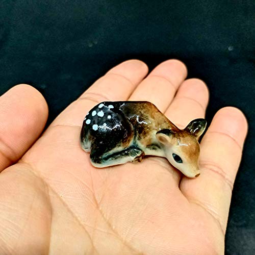 Ceramic Deer Bambi Figurine Craft Miniature Collectible Porcelain Animal Gift