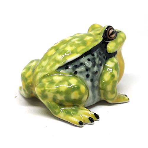 Ceramic Frog Figurine Green Mountain Hand Painted Gift Miniature Collectible
