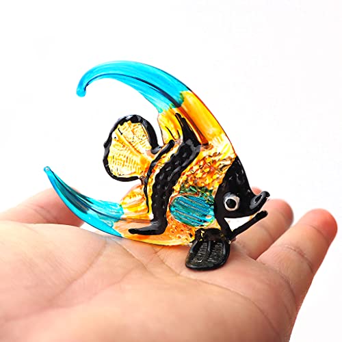 Glass Angel Fish Figurine Aquarium Handicraft Miniature Hand Blown Collectibles