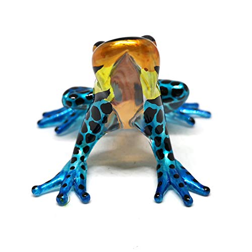 Glass Frog Figurine Poison Dart Animals Hand Blown Painted Art Miniature Gardening Gift Table Decor Statue Orange&Blue