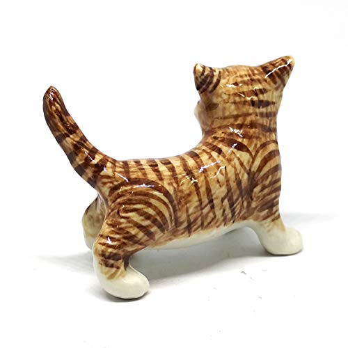 Handmade Dollhouse Miniatures Ceramic Porcelain Brown Cat Pet Lovers Gifts