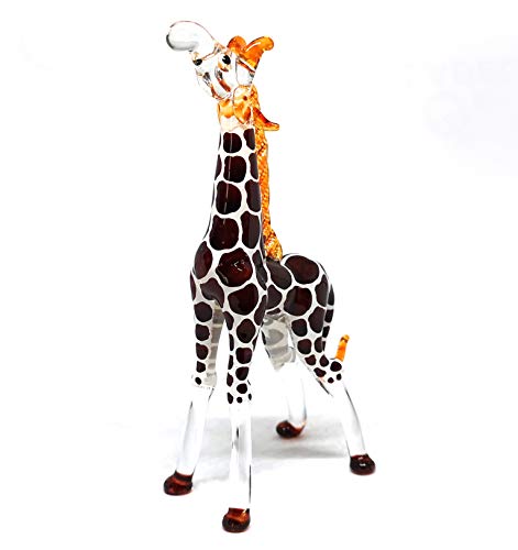 Glass Giraffe Figurine Collectible Hand Blown Safari Miniature Animals Collectibles Home Decoration Statues