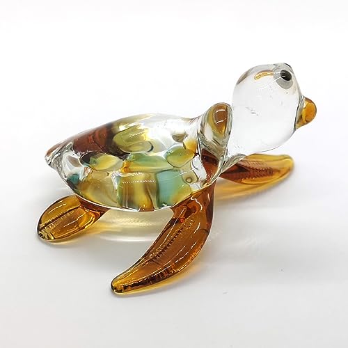Handmade Sea Turtle Figurine Exquisite Hand Blown Glass Animal Perfect for Collectors Unique, Artisan Crafted Decorative