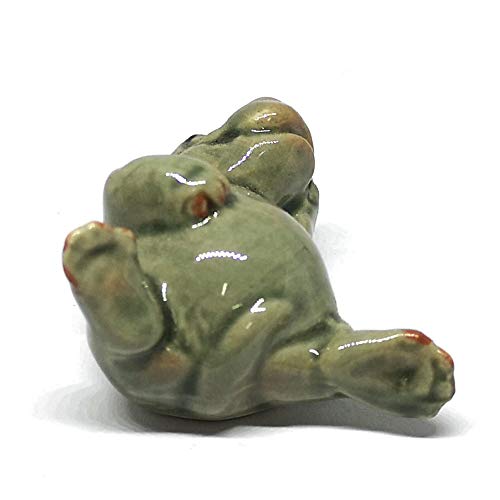 Ceramic Hippo Figurine Lie on Back Hand Painted Porcelain Terrarium Garden Decor Collectibles