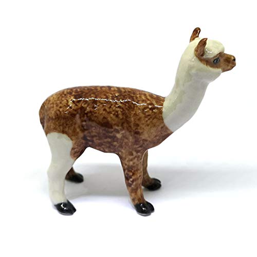 Ceramic Farm Miniature Collectible Porcelain Llama Lama Figurine Brown Standing