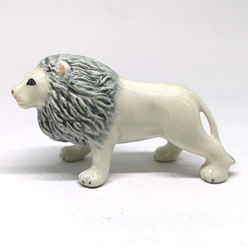 White Lion King Figurine Miniature Collectible Ceramic Wildlife Exotic Animals