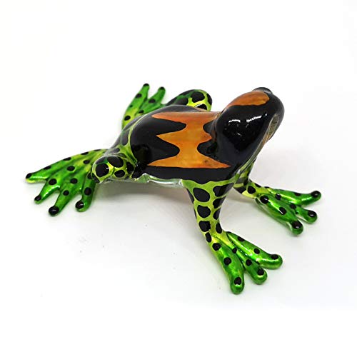 Glass Green Frog Figurine Lampwork Collectible Miniature Garden Decoration