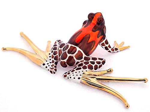 ZOOCRAFT Blown Glass Frog Figurine Brown Dart Hand Painted Animals Collection Miniature Home Garden Decor