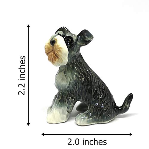 Collectible Ceramic Schnauzer Dog Figurine Animals Sitting Hand Painted Porcelain Friendship Memorial Gift