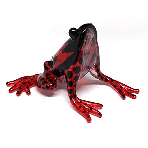 Glass Frog Figurine Red Poison Dart Animals Hand Blown Painted Collectible Gardening Gift Decoration for Home Statue