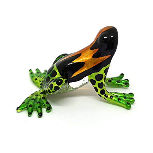 Glass Green Frog Figurine Lampwork Collectible Miniature Garden Decoration