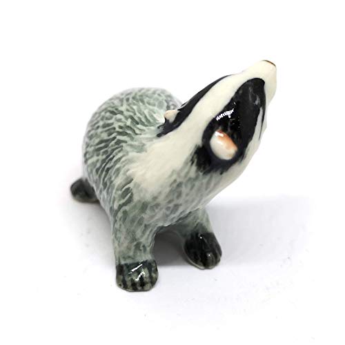 Ceramic Badger Figurine Tiny Craft Miniature Collectible Porcelain Animal Zoo